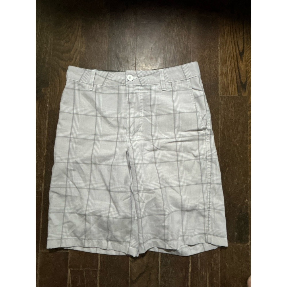Mossimo Supply Co Men's Plaid Shorts Size 30 Gray Flat Front Casual Chino Golf